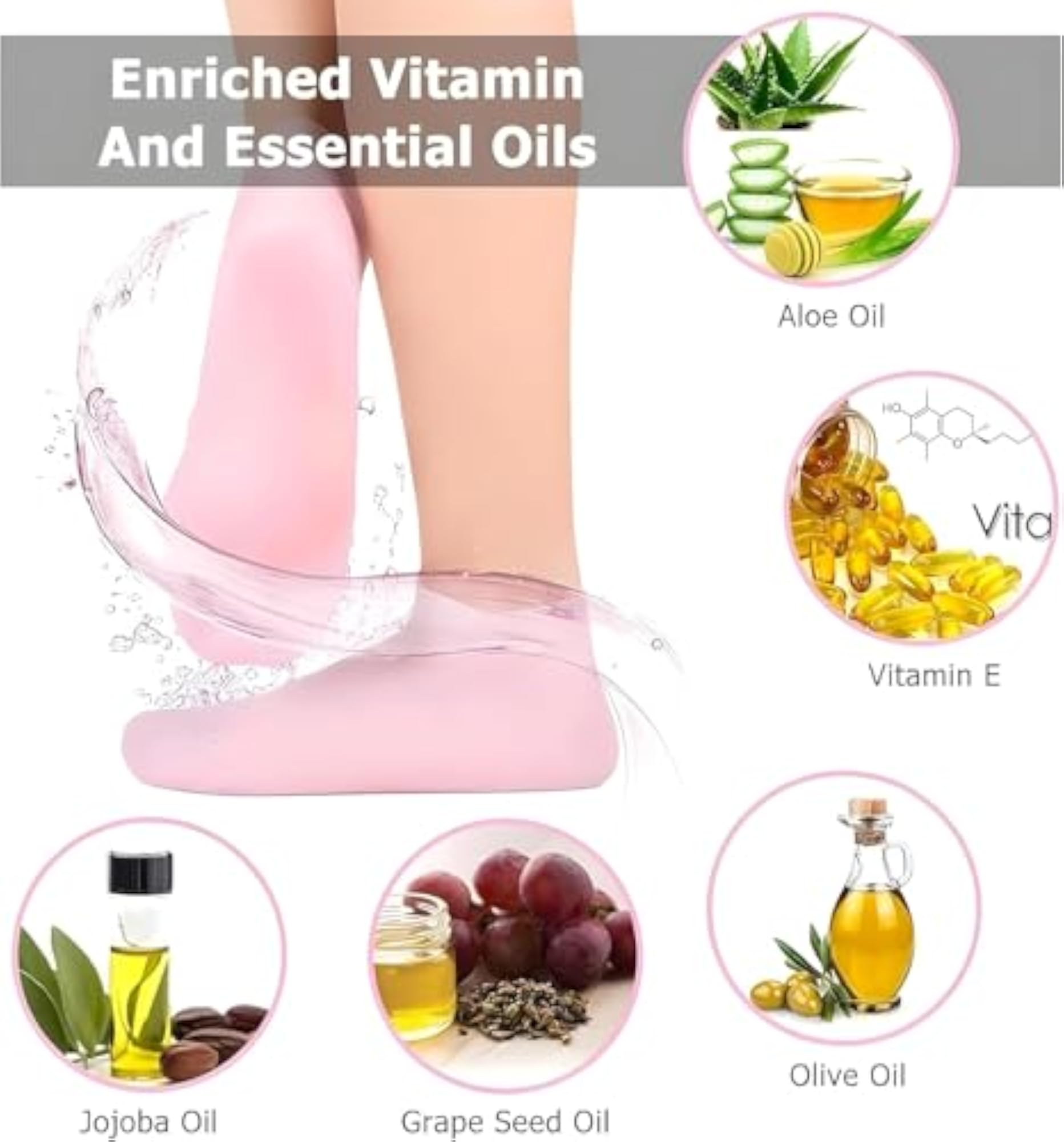 Silicon Heel Socks for Cracked Feet, Moisturizing Gel Socks