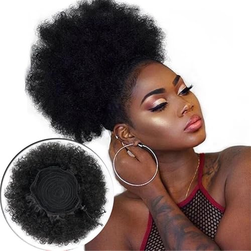 YUHANXINHESHE Syntetyczny kucyk afro puszyste przedłużenie 80 g z klipsem do kręconego koka dla czarnych kobiet, dodaje objętości włosom (ciemny brąz)