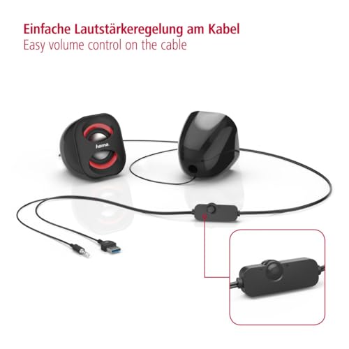 Hama PC Lautsprecher Sonic Mobil 183 (USB 3.0, 3,5 Mm Klinke, 3 W, Aktive Boxen Für Computer,...