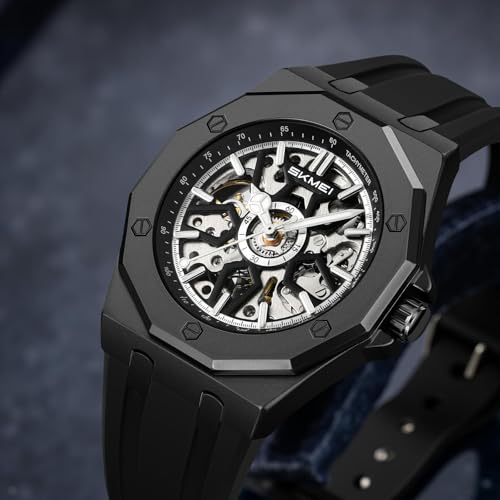 Image of SKMEI Automatic Skeleton Watch, Mechanical Dial, 30M Waterproof, Stainless Steel Band Fashion Gift Watch for Him - M036