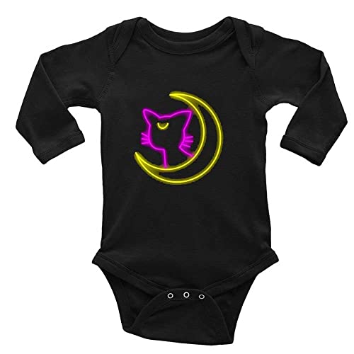 Image of GKrepps Cute Cat On The Moon Newborn Playsuit Long Sleeve Romper Baby Clothes