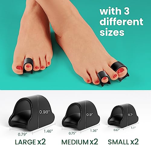 Image of Welnove Hammertoe Corrector - 6 Pack Toe Splints - Soft Gel Toe Straighteners - Realign Bent, Curled, Crooked, Claw, Hammer Toes for Men and Women, 3 Different Sizes (Black)