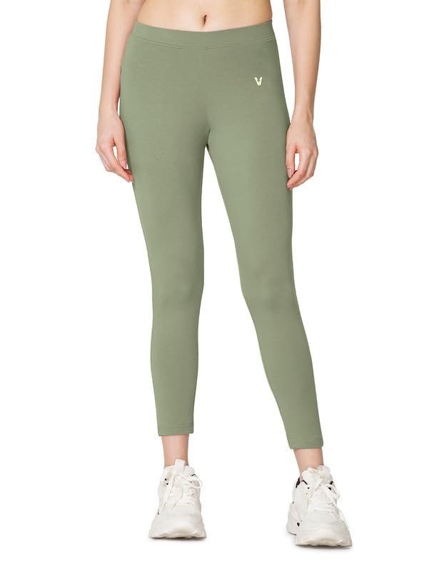 Image of VSTAR PL02 Women Ankle Length Stretchable Slim Fit Leggings with Secured Side Pocket | Moisture-Wicking | Soft Waistband & Cotton-Elastane Fabric