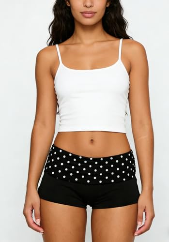 Image of KMBANGI Womens Fold Over Shorts Elastic Waist Y2k Lounge Shorts Foldover Cute Pajama Micro Bottoms Mini Shorts Sleepwear