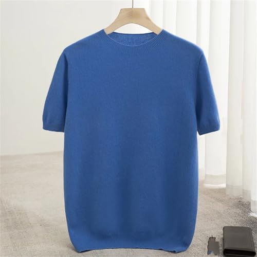 Men Classic Seamless Pullover Knitted Pure Wool Sweater Round Neck Short Sleeve Medium Thick Style Soft Warmth2