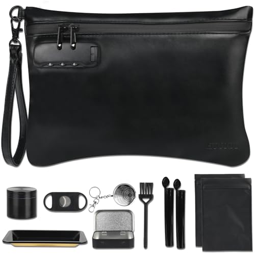 HUONIC PU Leather Odorless Carrier Bag with 8 PCS Accessories,