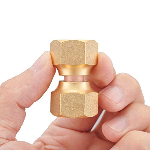 Minimprover 2 Pcs Brass 3/8" Female Flare By 3/8" Female Flare Swivel Brass Adapter,Female Swivel Nut,Flare Tube Fitting,Valve Connector #TOP2