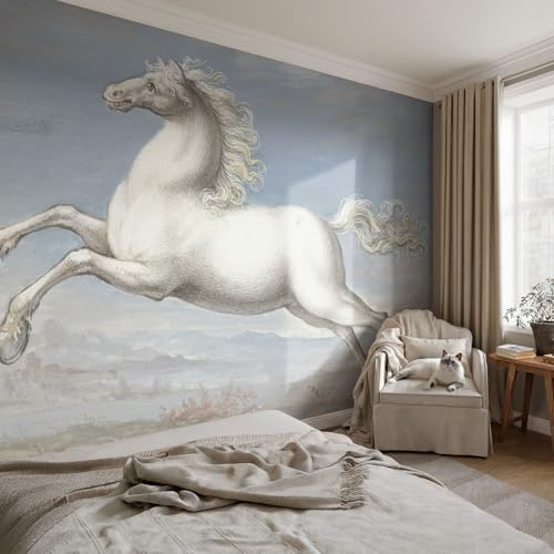 Impression de haute qualité pour ce décor mural intissé chevaux en saut