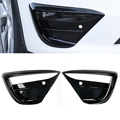 FASTCHE For Tesla Model 3 Fog Light Trim Front Fog Light Cover Eyebrow Cover Trim Frame Exterior Decoration for 2017 2018 2019 2020 2021 2022 2023 Tesla Model 3 Accessories (Glossy Black)