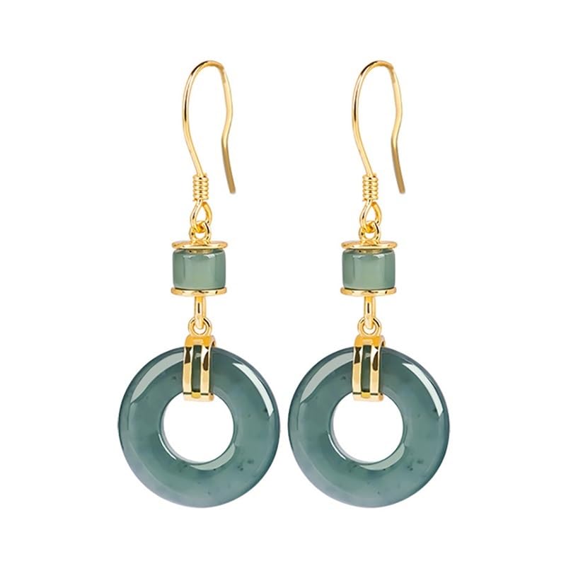 Boucles d'oreilles pierre verte en argent 925 et plaqué or pour femme