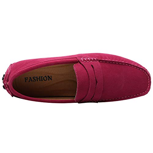 Image of ANUFER Men's Suede Leather Penny Loafers Comfort Driving Shoes Moccasin Slippers