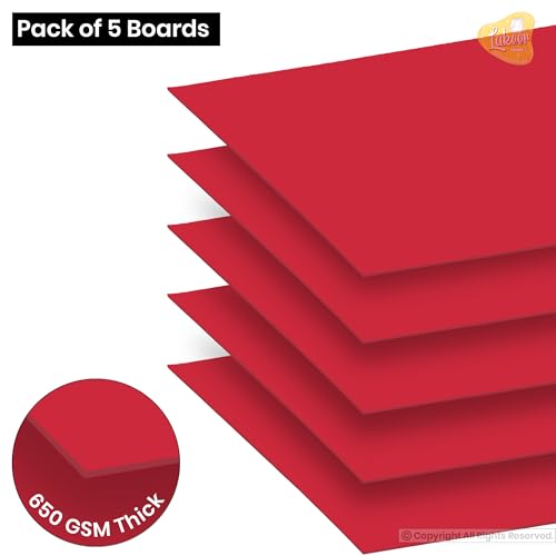 Image of Lakeer A3 Red Color Board - Cardstock Paper Board, Hardboard | 600 GSM - Pack of 5 Pcs | for Scrapbooking, Art, Craft, Postermaking, DIY, Etc.