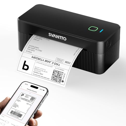 Image of SVANTTO Thermal Label Printer, 4x6 Shipping Label Printer Bluetooth Wireless Label Printer for Small Business Compatible with Etsy, Shopify, USPS, iPhone, Mac, Windows