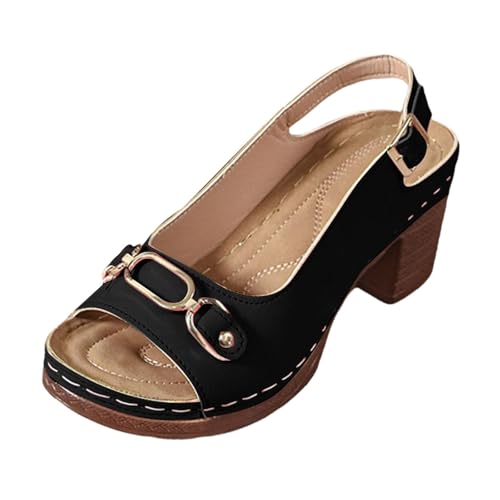 Orthopedic Sandals for Women Strappy Low Chunky Block Heel Sandals Adjustable Slingback Open Toe Heeled Sandal Beach Dress Comfortable Outdoor Shoes