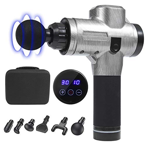 Pistolet De Massage De Muscle,Power of Nature Profonds avec 30 Niveaux Réglables 6 Têtes Massage Aide À Soulager La Douleur Et À Favoriser La Circulation Sanguine, Fatigue du Sommeil