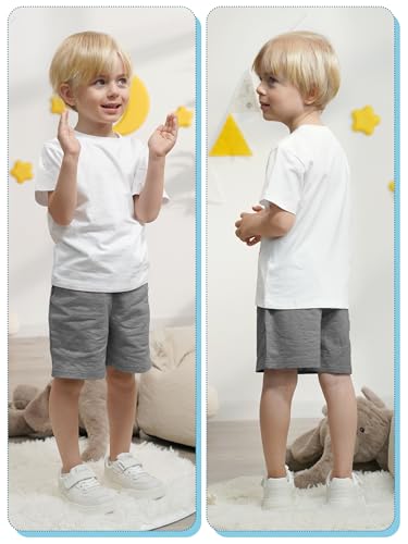 Resinta 3 Packs Toddler Boy Shorts Baby Boy Cotton Shorts Soft Casual Elastic Waist with Drawstring Clothes for Summer4