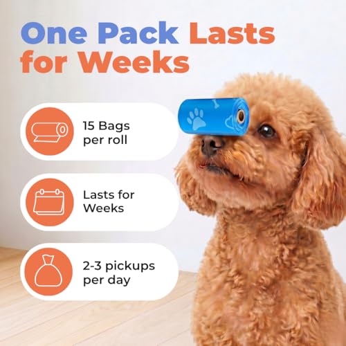 Image of Best Pet Supplies Dog Poop Bags for Waste Refuse Cleanup, Doggy Roll Replacements for Outdoor Puppy Walking and Travel, Leak Proof and Tear Resistant, Thick Plastic - Blue (Unscented), 240 Bags