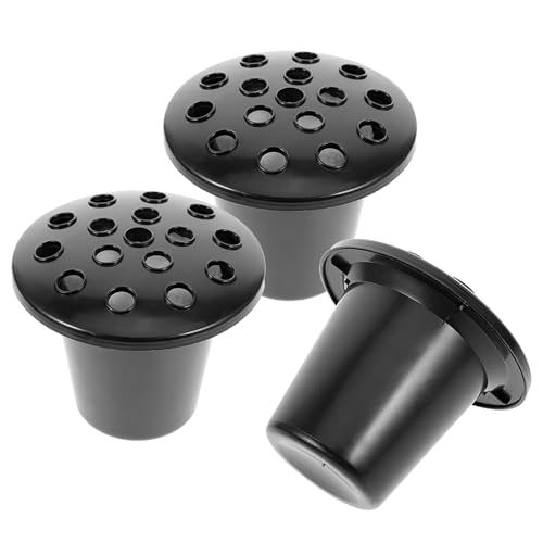 UTHCLO Soporte para Flores Funerarias de Cementerio 16 Orificios Maceta Conmemorativa de Loto Negra Inserto para Jarrones Exteriores Porta Ramo para Tumbas Paquete de 3 Unidades