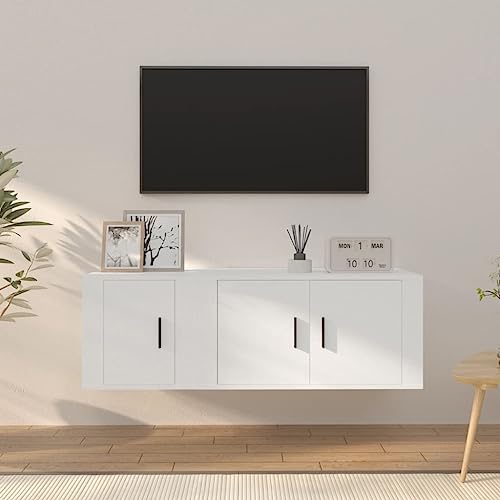 INLIFE Ensemble de Meubles TV 2 pcs Blanc Bois d'ingénierie-3188406