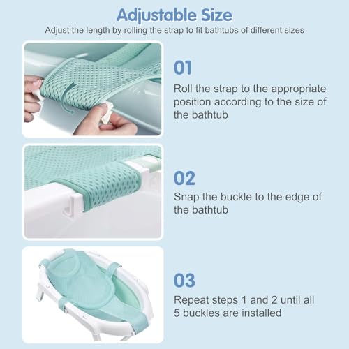 Image of Colorlife Baby Bath Seat Support Net Infant Bathing Seat Support Mat, Adjustable Comfortable Non-Slip Five-Pointed Baby Shower Net Bathtub Sit Up Mesh for Newborn 0-12 Months-Green(No Bathtub)