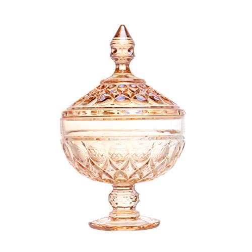 POTICHE DECORATIVO CRISTAL C/PÉ ANGEL ÂMBAR 15x24cm