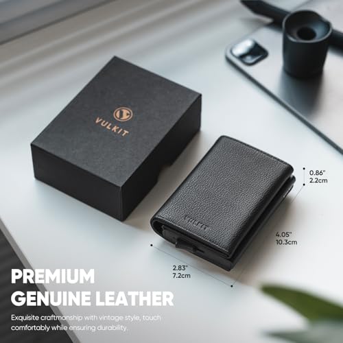 Image of VULKIT Pop up Wallet Minimalist Cash Wallets RFID Blocking Leather Smart Credit Card Holder with Magnetic Closure for Men
