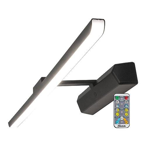 Image of 20 inch Decorative Adjustable White Matte Black Picture Light with Remote
