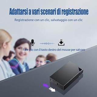 Gonikli Registratore Vocale con, Memoria da 64GB, Ricaricabile USB, Registratore Vocale Spia e Funzioni Attivazione Vocale, Penna Mini Registratore Vocale Spia, Per Lezioni, Riunioni (3 * 2 * 0.6)