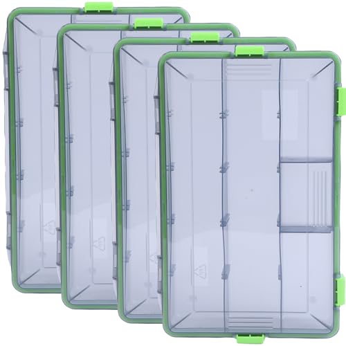 Kulport Tackle Boxes, Plastic Box, Plastic Storage Organizer Box with Removable Dividers,3600 Tackle Tray and 3700 Tackle Trays,Lure Box and Terminal Tackle Storage,4 Packs Tackle Trays