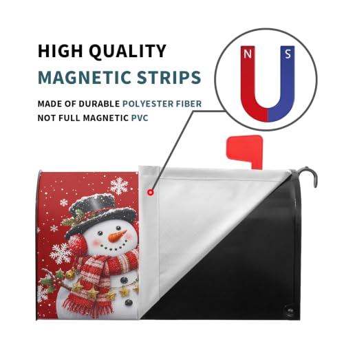 Image of Harooni Christmas Snowman Mailbox Covers Magnetic Standard Size 25.5 inch X 21 inch | Christmas Red Cardinal Bird Mailbox Wraps Winter Snowflake Letter Post Box Cover for Home Garden Outdoor Yard