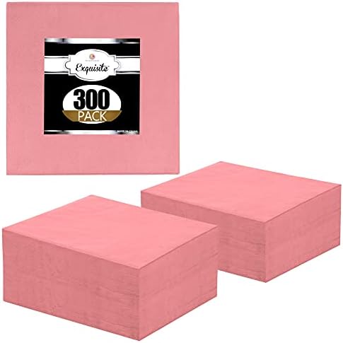 Exquisite 300 Pink Paper Napkins 2 Ply Cocktail Napkins Highly Absorbent Everyday Pink Disposable Dinner Napkins Paper Pink Cocktail Beverage Napkins Party Napkins Pink Bar Napkins I Bulk Napkins Pink