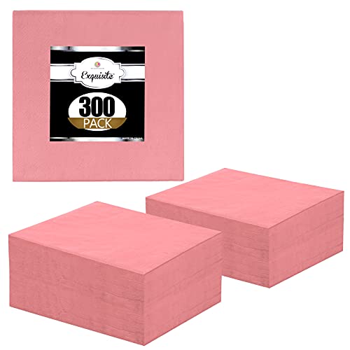 Exquisite 300 Pink Paper Napkins 2 Ply Cocktail Napkins Highly Absorbent Everyday Pink Disposable Dinner Napkins Paper Pink Cocktail Beverage Napkins Party Napkins Pink Bar Napkins I Bulk Napkins Pink #TOP28