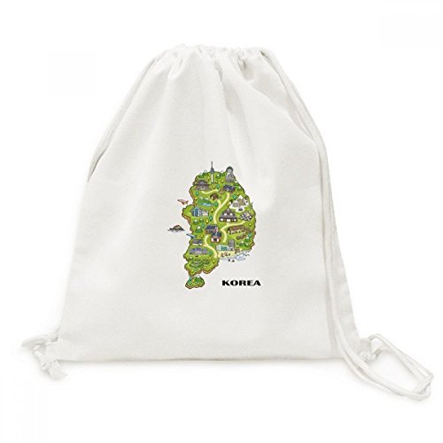 Sac cordon en toile avec carte de la Corée DIYthinker voyage