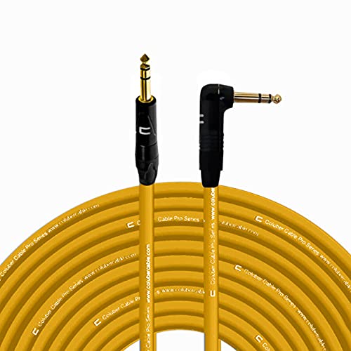 COLUBER CABLE 1/4" TRS Male to Right Angle 1/4" TRS - 200 Feet - Yellow - Pro 3-Pin Microphone Connector for Powered Speakers, Audio Interface or Mixer for Live Performance & Recording