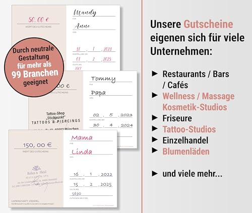 Frank Paperman® 5 Gutscheine zum Selbst Ausfüllen Bonuskarten für Kunden Salon Beauty Kosmetik Nagelstudio Friseur Kundenkarten Treuekarten Stempelkarten Rosa Design