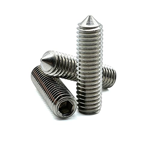 Image of Hippo Hardware M2 (2mm X 5mm) Cone Point Grub Screws Hex Allen Socket Set Screw A2 Stainless (Pack of 5)