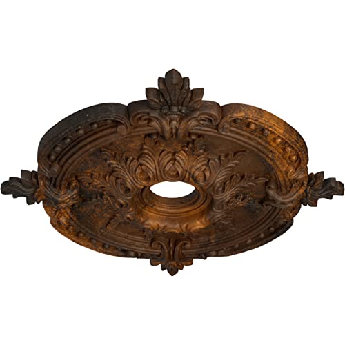 Image of 28 3 /8 inchOD x 3 3 /4 inchID x 1 5 /8 inchP Benson Classic Ceiling Medallion (Fits Canopies up to 6 1 /2 inch), Hand-Painted Rust