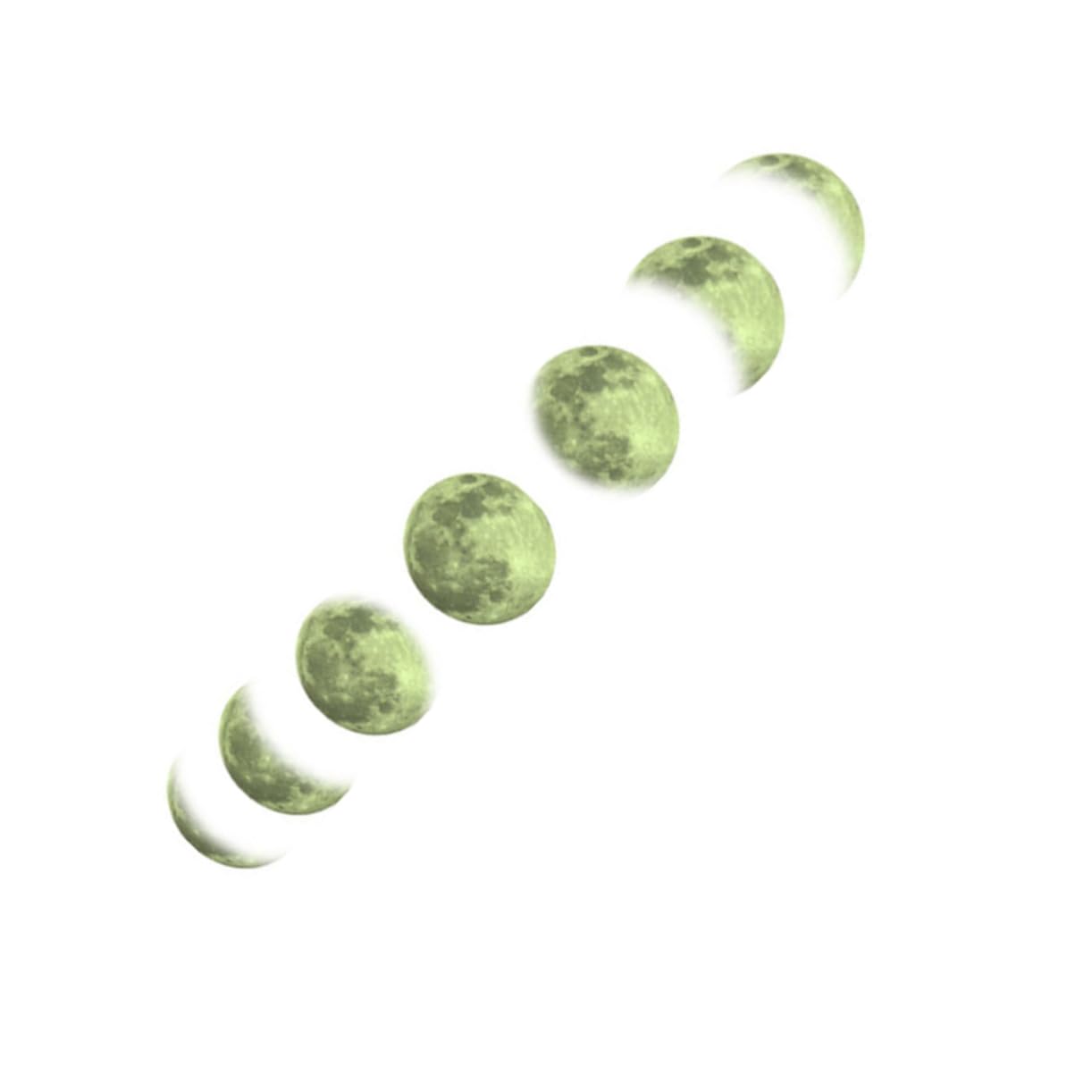 Glow in The Dark Fluorescent Moon Phase Wall Stickers - PVC Décor for Kids Bedroom Nursery, and Living Room