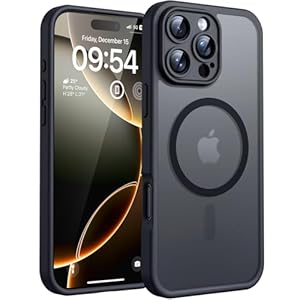 TOCOL Magnetic for iPhone 16 Pro Case 6.3-Inch, Fit for MagSafe, Upgraded [Full Camera Protection], [14FT Military Grade Drop Tested] Shockproof Slim Translucent Matte Back Phone Cover (Black)