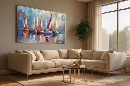 Voilier pastel impression toile scène de mer 90x180cm - 2