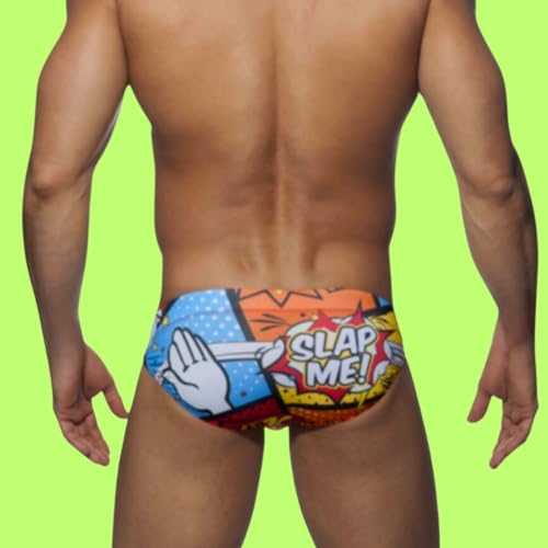 Men's WTF Comics Padded Enhancing Swim Briefs, Front Removable Pad and Push-Up Cup4