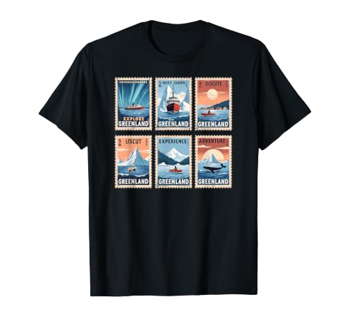 Vintage Greenland Postage Stamp Set Travel Graphic T-Shirt