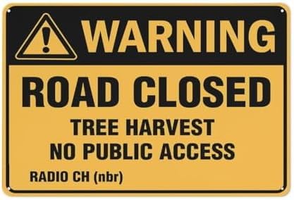 (2-Pack) Warning Metal Tin Sign Road Closed Tree Harvest No Public Access Landscape Sign Warning Sign Home Kitchen Farm Garden Garage Wall Decor 12X8 Inch