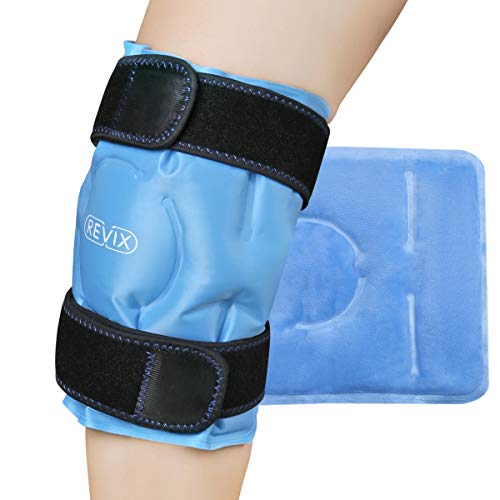 REVIX Paquete de Hielo para Alivio del Dolor de Rodilla, Envoltorio de Gel Frío Reutilizable para Lesiones en las Piernas, Hinchazón, Cirugía de Reemplazo de Rodilla, Terapia de Compresión Fría