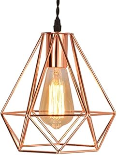 Retro Rose Gold Ceiling Light Wire Basket Metal Basket Pendant Light Shade Lampshade Bedroom Industrial Chandelier Lamp Shade Lights Fittings