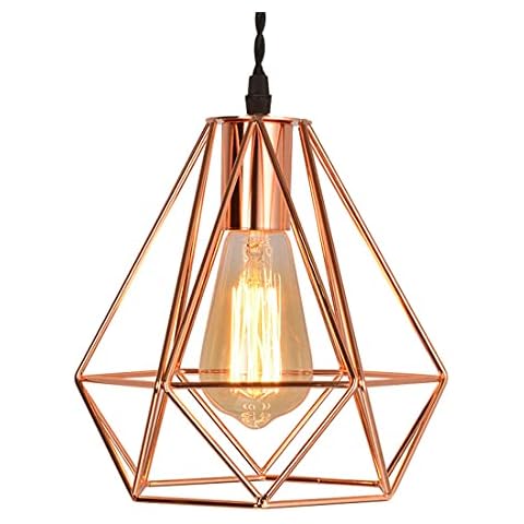 Retro Rose Gold Ceiling Light Wire Basket Metal Basket Pendant Light Shade Lampshade Bedroom Industrial Chandelier Lamp Shade Lights Fittings Cover