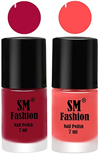 Image of Long Lasting Nail Polish | Nail Paint Combo 7 ml Each) - Set of 2 Raspberry-Peach Pink