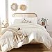 ROSGONIA Oversized King Comforter 128x120, 3pcs Super King Plus (1 Ivory Comforter & 2 Pillowcases) Lightweight Oversized Bedding Set Blanket