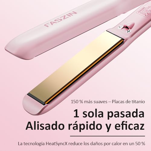 Miniatura 2 de Faszin Planchas Del Pelo 2 En 1, Calienta En 20s Plancha Pelo, De Titanio Con Iones Plancha De Pelo, Pantalla Lcd Clara, Ideal Para Alisar, Rizar Y Crear Ondas Rosa
