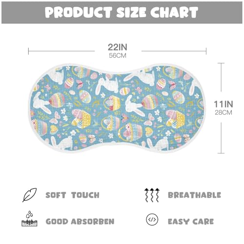 Blue Easter Bunnies Eggs Cotton Baby Muslin Burp Cloths Good Absorbent Baby spit up Rags for boy and Girl Set of 2, 22x11in4